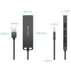 Хаб USB 2.0 -> 4xUSB 2.0, 0.15м, Black Vention (CHMBB)