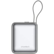 УМБ Choetech 10000mAh 35W PD3.0 USB-C In/Out, LED Display, with buid-in type-C cabel сіра (B832-GY)