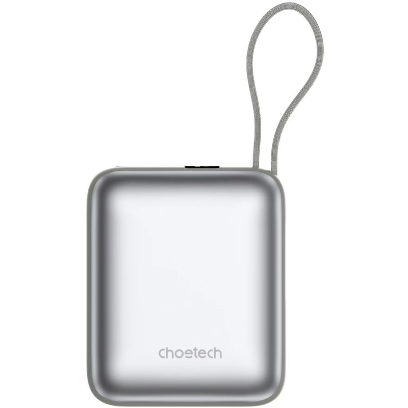 УМБ Choetech 10000mAh 35W PD3.0 USB-C In/Out, LED Display, with buid-in type-C cabel сіра (B832-GY)