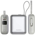 УМБ Choetech 10000mAh 35W PD3.0 USB-C In/Out, LED Display, with buid-in type-C cabel сіра (B832-GY)