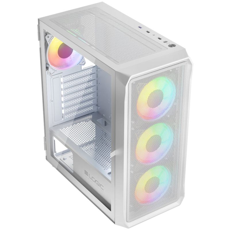 Корпус LogicConcept PORTOS MESH+GLASS ARGB fans 4x120mm WHITE без БЖ ATX (AT-PORTOS-20-0000000-0002)