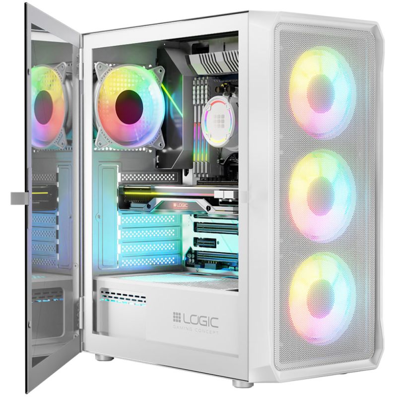 Корпус LogicConcept PORTOS MESH+GLASS ARGB fans 4x120mm WHITE без БЖ ATX (AT-PORTOS-20-0000000-0002)