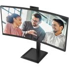 TFT 34" AOC CU34E4CW, WQHD, VA, 120Гц, вигн., 2xHDMI, DP, USB-C, RJ-45, USB-hub,cam,HAS, кол.,чорний (CU34E4CW)