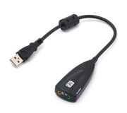 Звукова карта USB AUX jack, 2*TRS (Mic + Ear) Virtual 7.1 Channel, C-Media, кабель 25 см, чорна (B00811)
