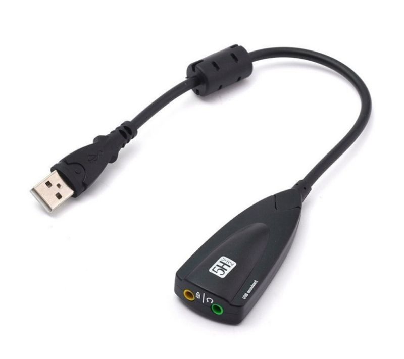 Звукова карта USB AUX jack, 2*TRS (Mic + Ear) Virtual 7.1 Channel, C-Media, кабель 25 см, чорна (B00811)