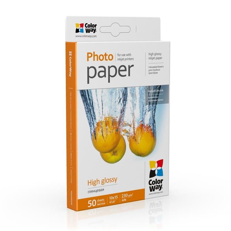 Фотобумага ColorWay глянцевая 230г/м2 10х15см 50 л. (PG2300504R)