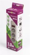 Фильтр питания Maxxter 3 розетки, 3м, белый (SPM3-G-10G)