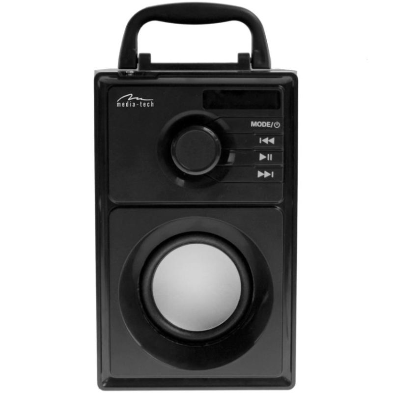 Акустична система 1.0 Media-Tech 15W, Bluetooth/FM/AUX/SD/USB/пульт/BOOMBOX, срібна мембрана, чорна (MT3179)
