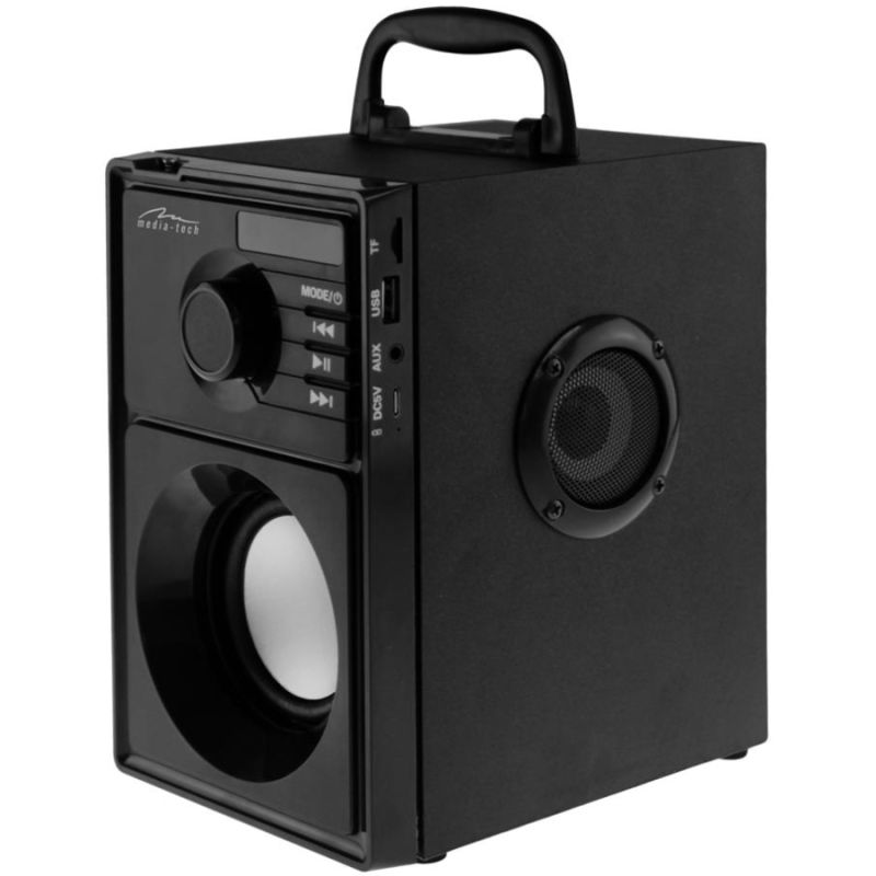 Акустична система 1.0 Media-Tech 15W, Bluetooth/FM/AUX/SD/USB/пульт/BOOMBOX, срібна мембрана, чорна (MT3179)