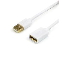 Кабель Atcom USB 2.0 AM/AF, 0.8м, білий (13424)