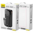 УМБ Dudao 20000mAh K15 Pro 22,5W PD USB-A,USB-C In/Out,with built-in USB-C/Lightning cables Black (6977196682430)