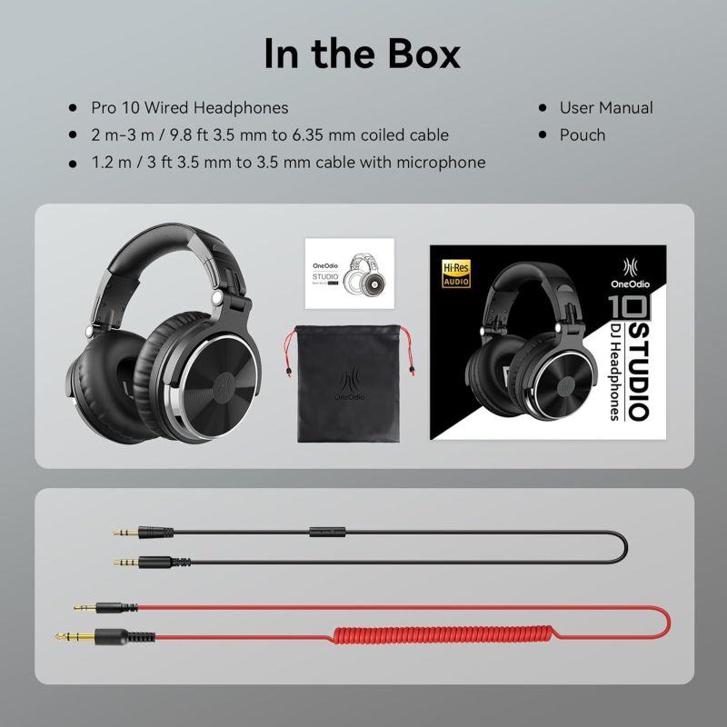 Гарнітура OneOdio Pro 10, 3,5мм/6,35мм, Black (Pro 10 Black)