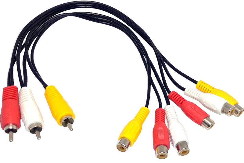 Кабель-сплітер AV 3xRCA - 6xRCA M/F, 0.3 м (S0947)