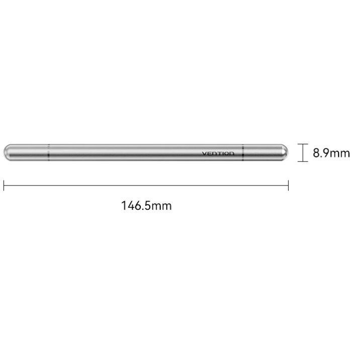 Стилус - ручка для ємнісних екранів 2-в-1 Stylus Pen Gray Aluminum Alloy Type Vention (KQMH0)