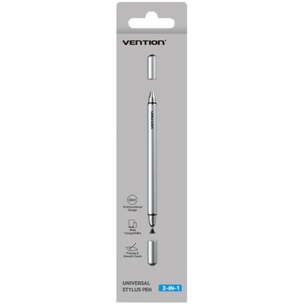 Стилус - ручка для ємнісних екранів 2-в-1 Stylus Pen Gray Aluminum Alloy Type Vention (KQMH0)