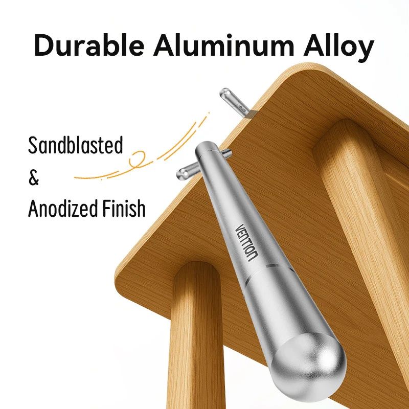 Стилус - ручка для ємнісних екранів 2-в-1 Stylus Pen Gray Aluminum Alloy Type Vention (KQMH0)