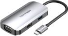 Док-станція USB3.1 Type-C --> HDMI 4K30Hz/VGA/USB 3.0/PD 100W Hub 4-in-1 Vention (TOAHB)