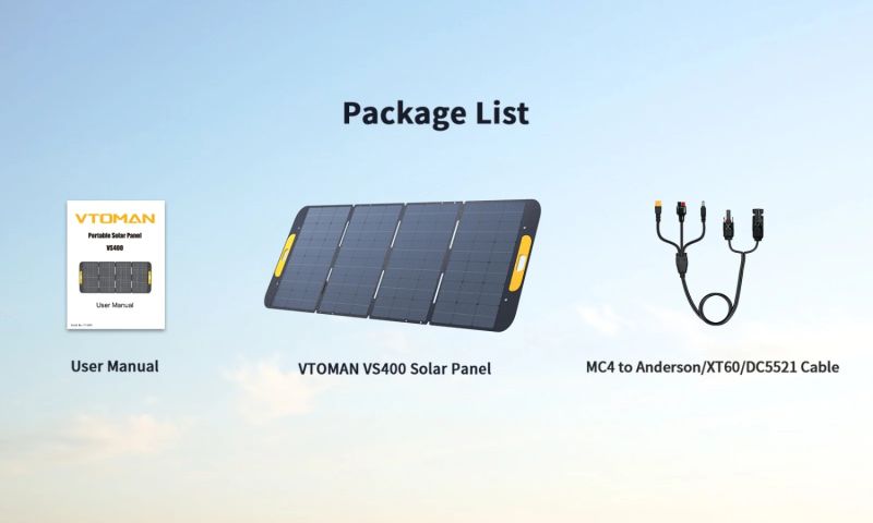 Сонячна панель Vtoman 400W 40V IP67 MC-4/Anderson/XT60/DC5521 (VS400)