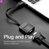 Адаптер Vention Flat HDMI - VGA (M/F), со звуком и питанием, 0.15 м, черный (42161)