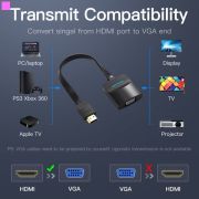 Адаптер Vention Flat HDMI - VGA (M/F), со звуком и питанием, 0.15 м, черный (42161)