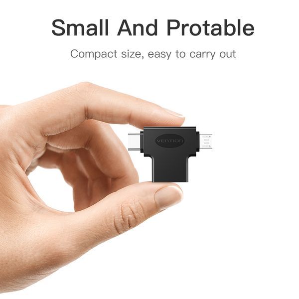 Адаптер Vention USB - USB Type-C + micro USB V 3.0 (F/M) Black (CDIB0)
