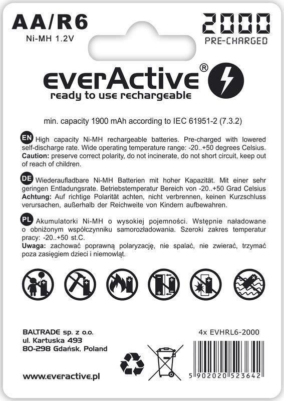 Акумулятор everActive AA/HR06 Ni-MH 2000mAh BL 4шт (EVHRL6-2000)