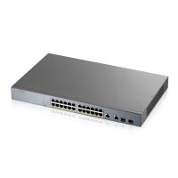 Коммутатор для видеонаблюдения ZYXEL GS1350-26HP (24xGE PoE+, 2xGE/SFP, PoE max 375W, NebulaFlex Pro, питание до 250м, автоперезагрузка PoE-портов, L2) (GS1350-26HP-EU0101F)