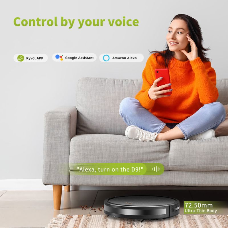 Робот пилосос Kyvol Cybovac D2 Random/500ml/2600 mA/1200 pa/Google Assistant, Amazon AlexaBlack (Kyvol D2)