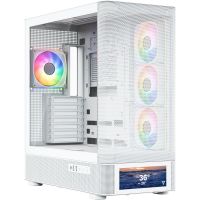 Корпус Modecom VOLCANO AQ500 ARGB MIDI FRONT LCD 6,2”, 4x120mm fans WHITE без БЖ ATX (MC-A-AQ500-4FA-W)