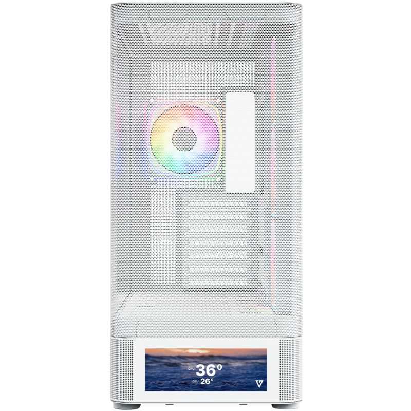 Корпус Modecom VOLCANO AQ500 ARGB MIDI FRONT LCD 6,2”, 4x120mm fans WHITE без БЖ ATX (MC-A-AQ500-4FA-W)
