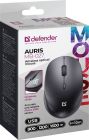 Мишка Defender Auris MB-027, бездротова, 3 кн. до 1600 dpi, безшумна, чорна (52027)