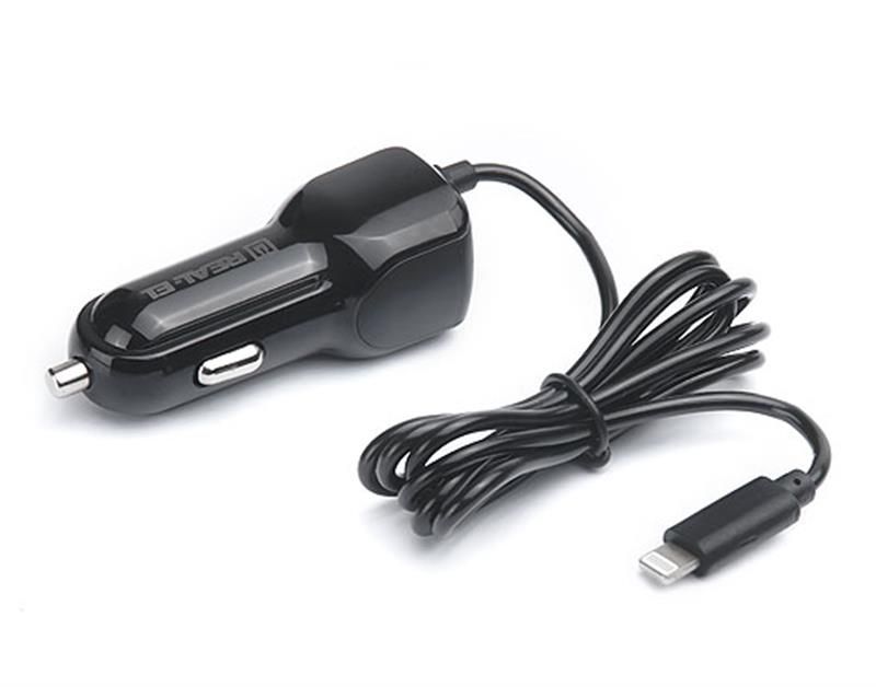 Автомобільний зарядний пристрій REAL-EL CA-17 (2USB, 2.1A) Black + кабель Lightning (EL123160010)