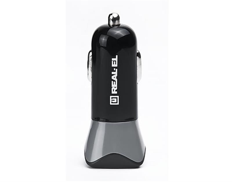 Автомобільний зарядний пристрій REAL-EL CA-30 QC3.0 (1USBx3A) Black/Grey (EL123160011)