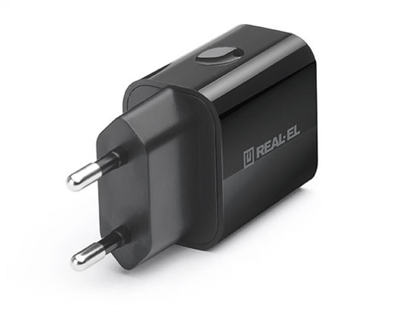 Мережевий зарядний пристрій REAL-EL CH-210 (2USB, 2.1A) Black (EL123160014)
