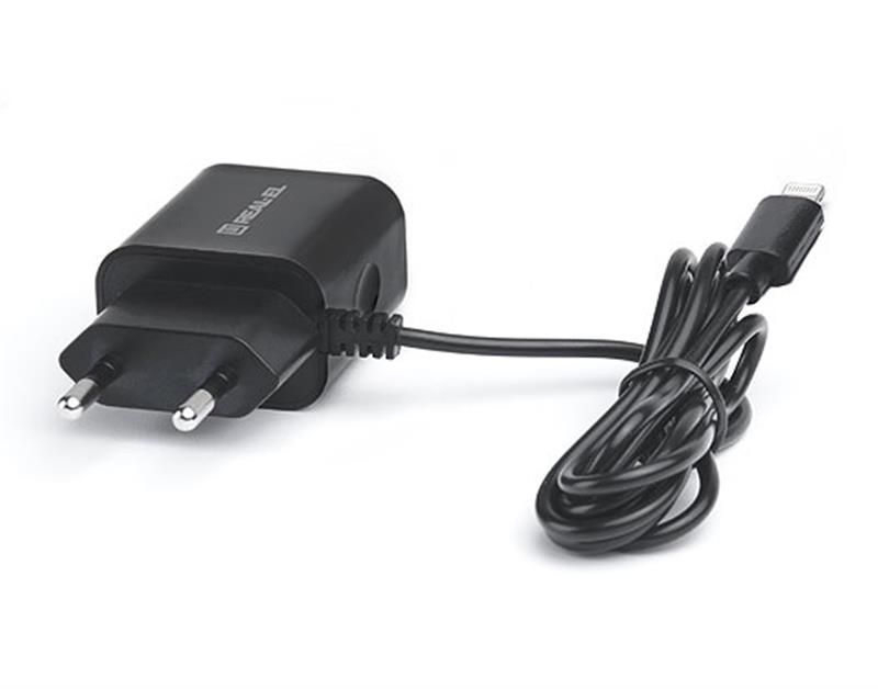 Сетевое зарядное устройство REAL-EL CH-217 (2USB, 2.1A) Black + кабель Lightning (EL123160016)