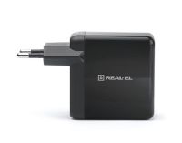 Мережевий зарядний пристрій REAL-EL CH-350 QC3.0 (2USB, 3A) Black (EL123160017)