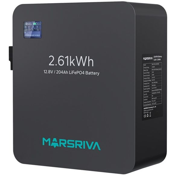 Акумуляторна батарея Marsriva LiFePO4, 12.8V/204Ah, 2.61kWh, настінне кріплення (MR-LFP12-200-WMD)