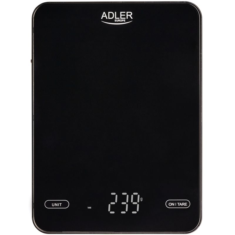 Ваги кухонні Adler AD 3177 black електронні/ 10кг/ г; мл, унція/ USB type C/ автовимкнення/ скло (AD3177B)