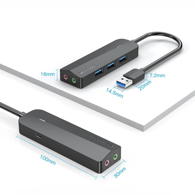 Док станція USB3.0 --> USBx3,3.0/2хTRS Audio/USB MicroUSB 10W, 1.0 м. Vention (CHIBF)