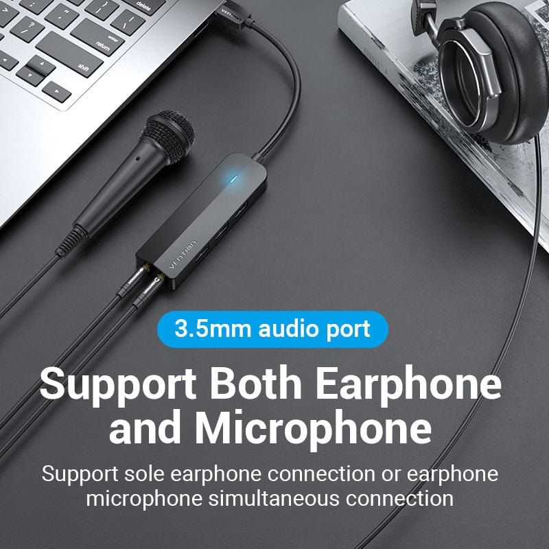Док станція USB3.0 --> USBx3,3.0/2хTRS Audio/USB MicroUSB 10W, 1.0 м. Vention (CHIBF)