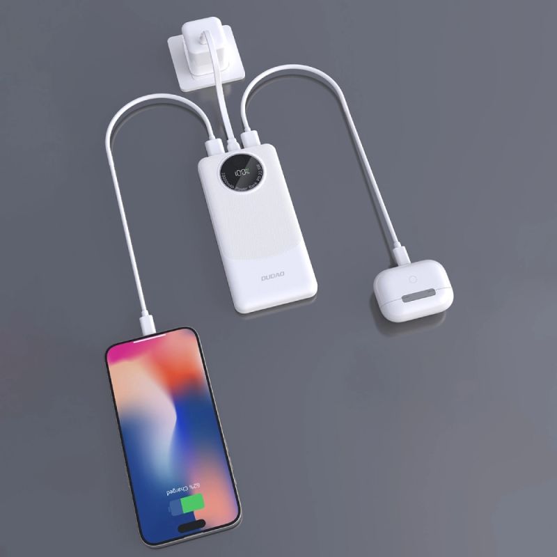 УМБ Dudao 10000mAh K12 22,5W PD,QC 2xUSB-A,USB-C In/Out White (6976625333875)