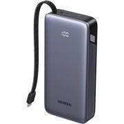 УМБ Ugreen 20000mAh 45W PD/QC, USB-A,USB-С IN/OUT, with built in USB-C cable (PB536) Gray (55988B)