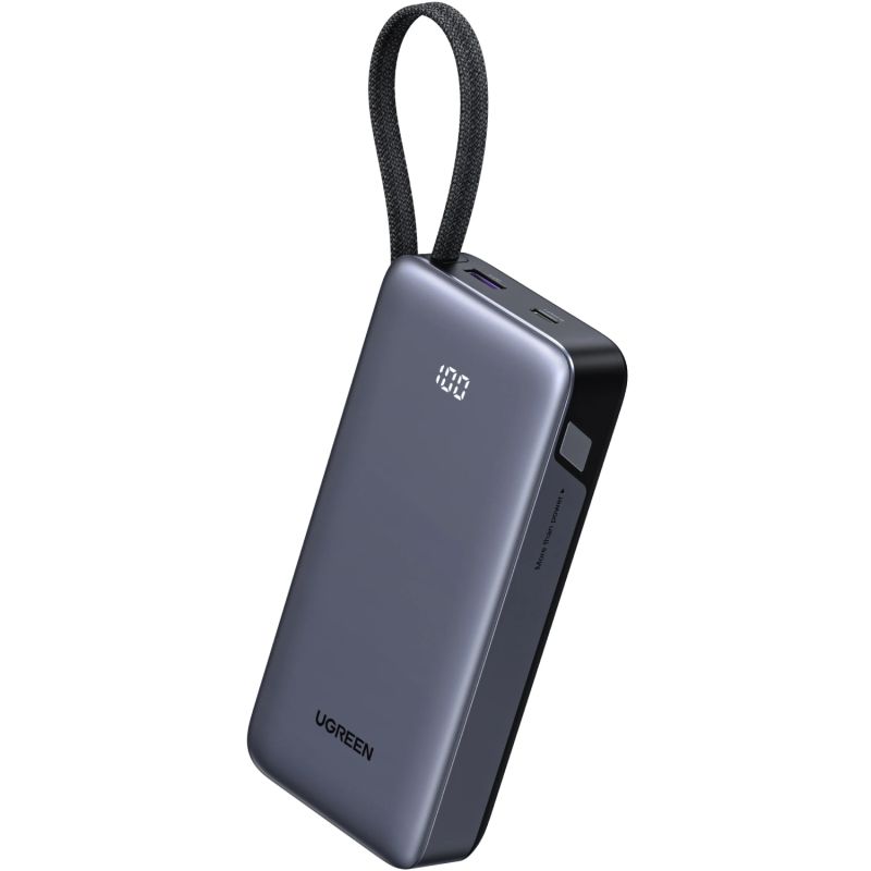 УМБ Ugreen 20000mAh 45W PD/QC, USB-A,USB-С IN/OUT, with built in USB-C cable (PB536) Gray (55988B)