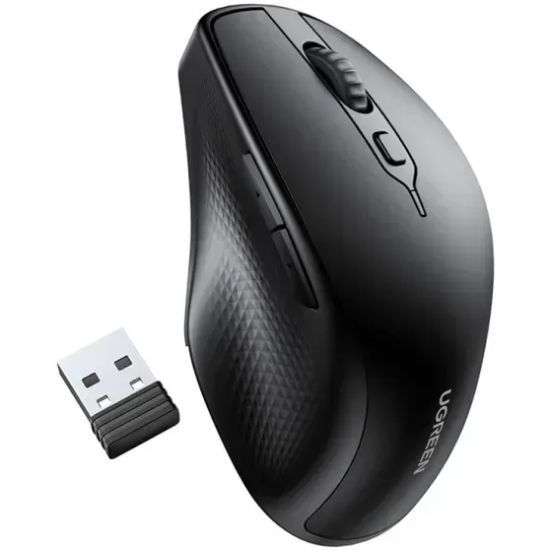Мишка UGREEN 2.4GHz+Bluetooth MU101, бездротова, 4000dpi., 5кн., чорна (90395)