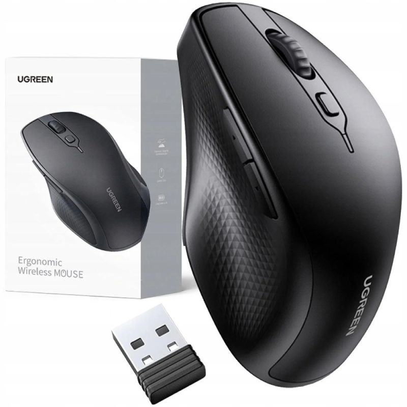 Мишка UGREEN 2.4GHz+Bluetooth MU101, бездротова, 4000dpi., 5кн., чорна (90395)