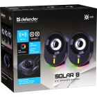 Акустична система 2.0 Defender Solar 8, 10Вт, Bluetooth, RGB підсвітка, USB, чорна (65938)