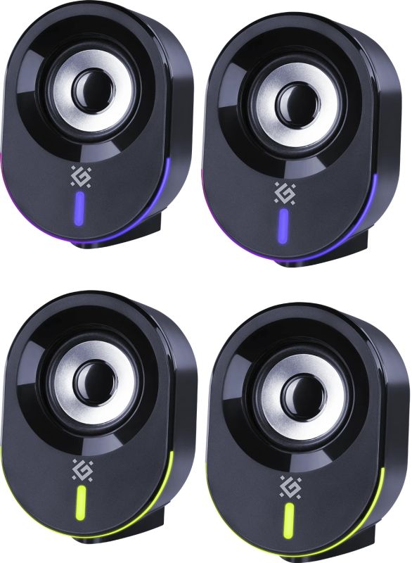Акустична система 2.0 Defender Solar 8, 10Вт, Bluetooth, RGB підсвітка, USB, чорна (65938)