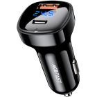 Автозарядка 2xUSB 66W (USB-C + USB-A) B4 with digital display Acefast (6974316280392)