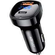 Автозарядка 2xUSB 66W (USB-C + USB-A) B4 with digital display Acefast (6974316280392)