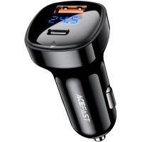 Автозарядка 2xUSB 66W (USB-C + USB-A) B4 with digital display Acefast (6974316280392)